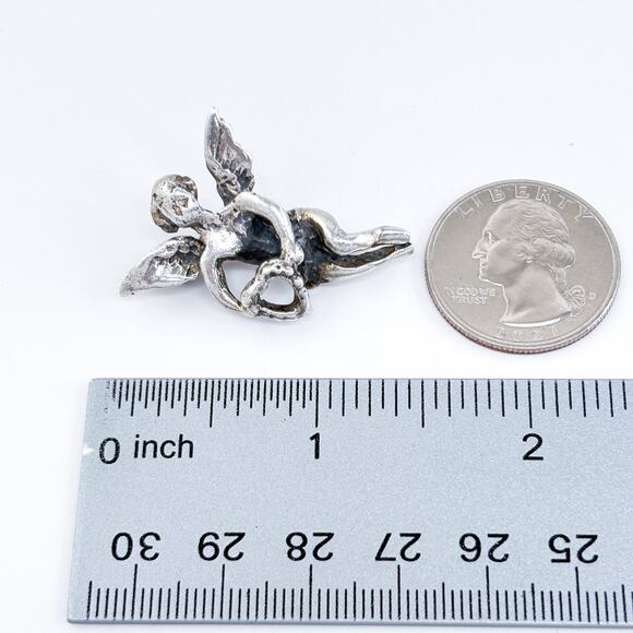 Vintage Sterling Silver 925 Angel Pin Brooch - Picture 7 of 7